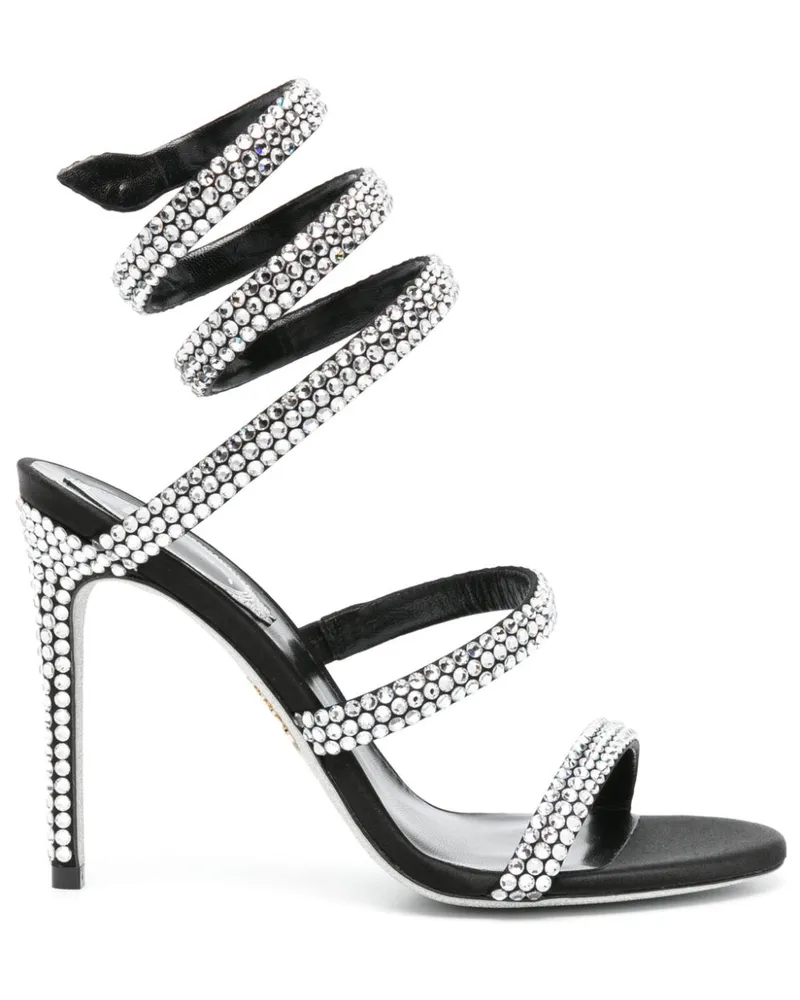 René Caovilla Cleo Sandalen mit Strass 105mm - Schwarz Schwarz