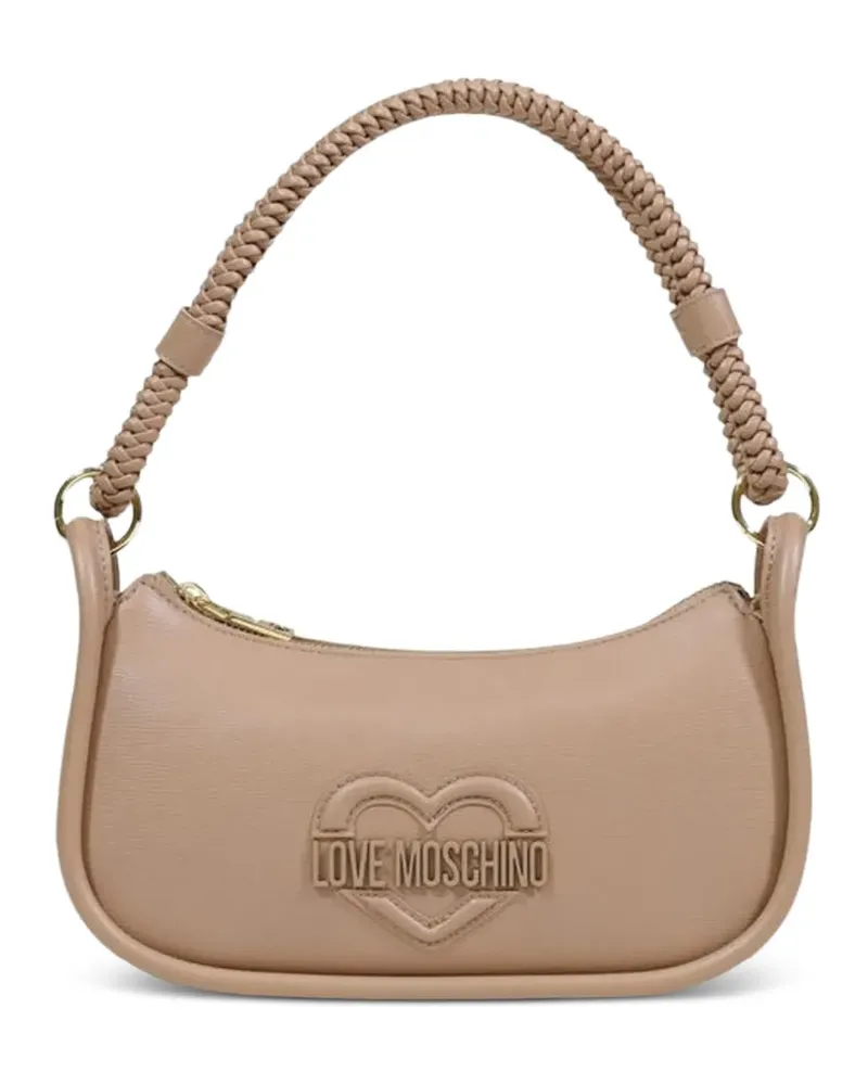 Moschino heart-motif braided-handle shoulder bag - Nude Nude