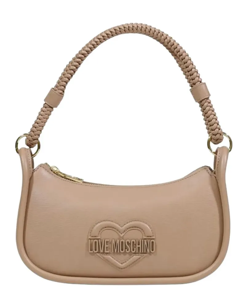 Moschino heart-motif braided-handle shoulder bag - Nude Nude
