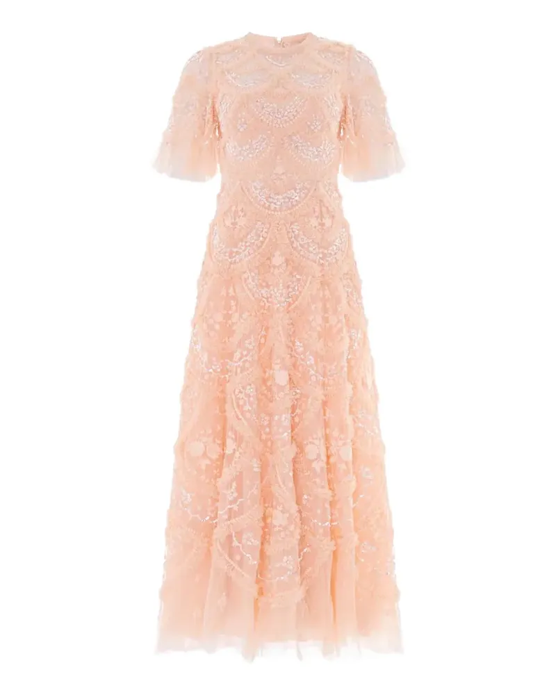 Needle & Thread Carmen ruffle-trimmed sequinned midi dress - Orange Orange