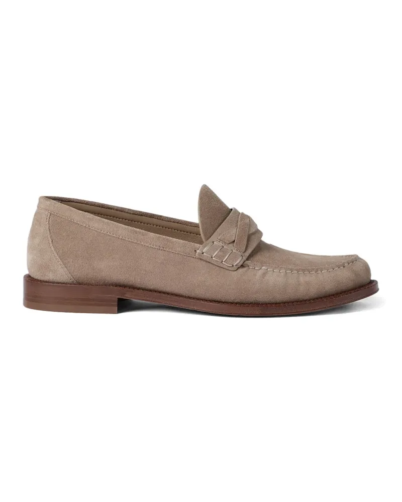 Brunello Cucinelli twisted suede loafers - Nude Nude