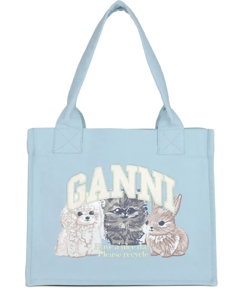 Ganni Tote Bag aus recycelter Baumwolle - Blau Blau