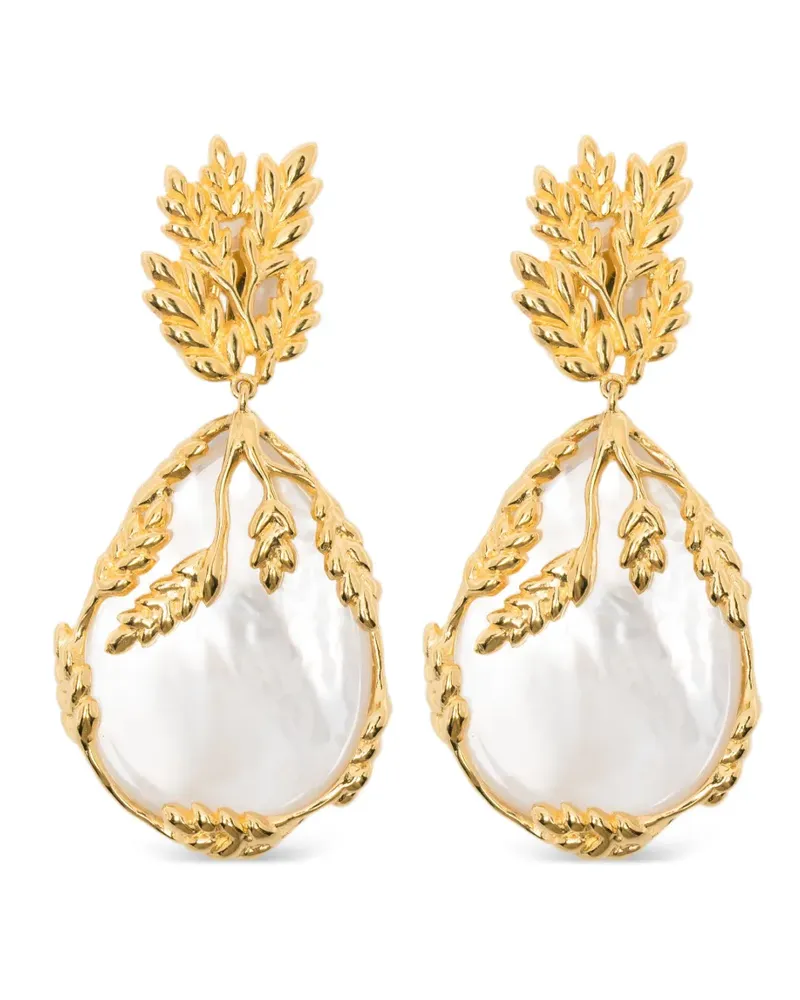 Aurélie Bidermann Françoise leaf-design earrings - Gold Gold