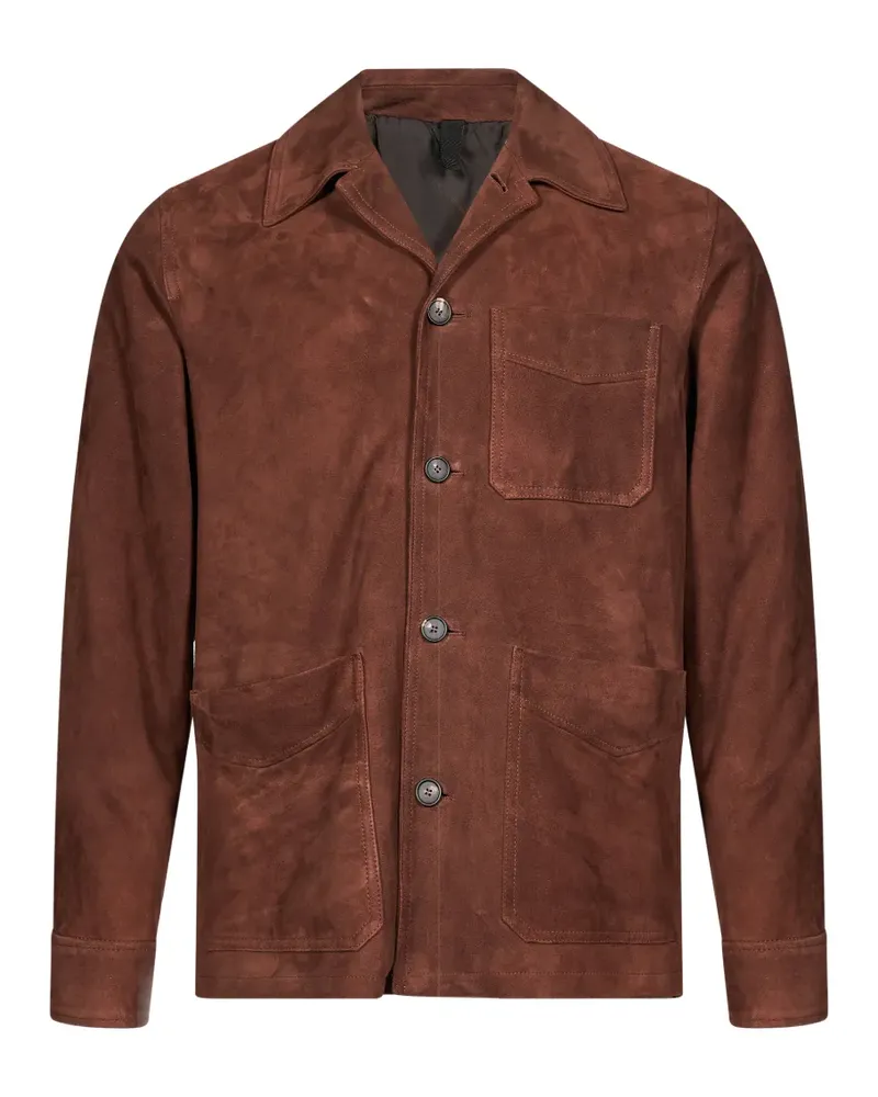 Tagliatore patch-pocket suede jacket - Braun Braun