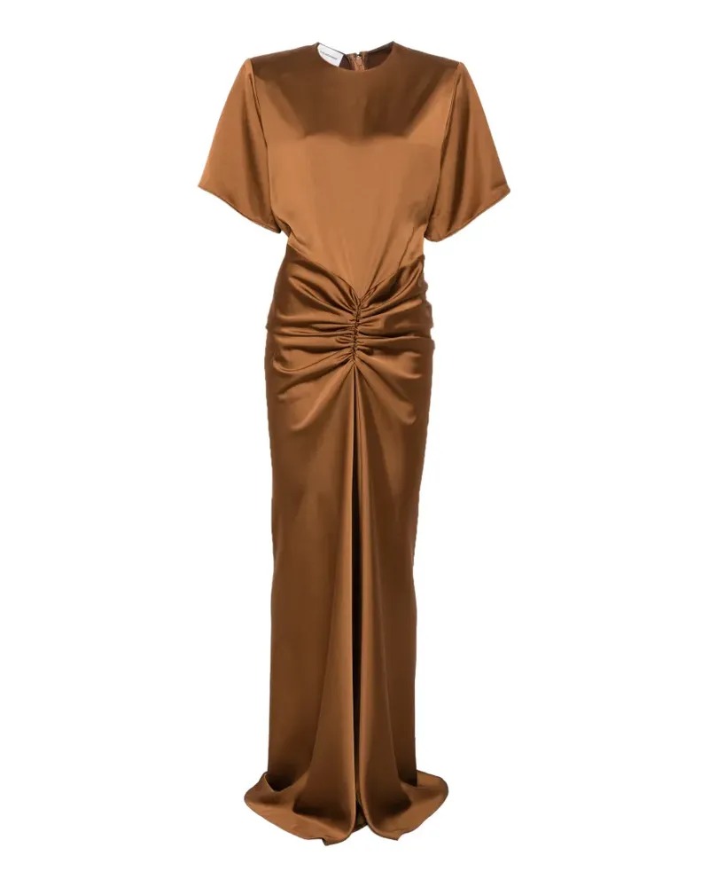 ANDAMANE Iris ruched satin-finish dress - Braun Braun