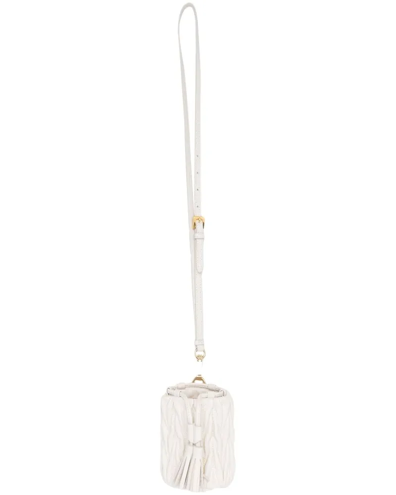 Miu Miu Mini Matelassé-Tasche mit Logo - Weiß Weiß