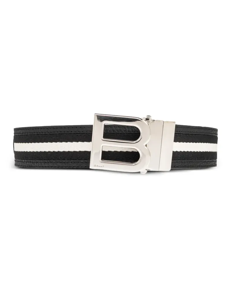 Bally logo-plaque striped belt - Schwarz Schwarz