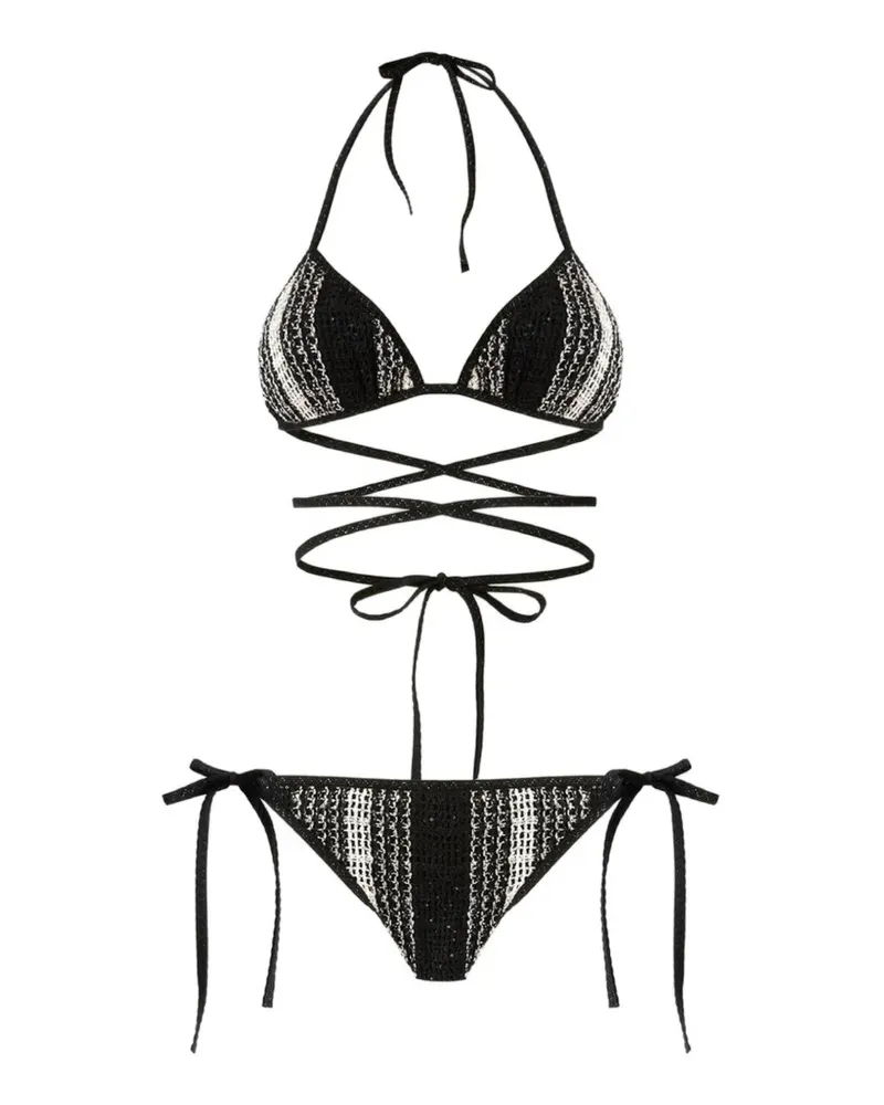 Missoni Gestreifter Bikini im Wickelstil - Schwarz Schwarz