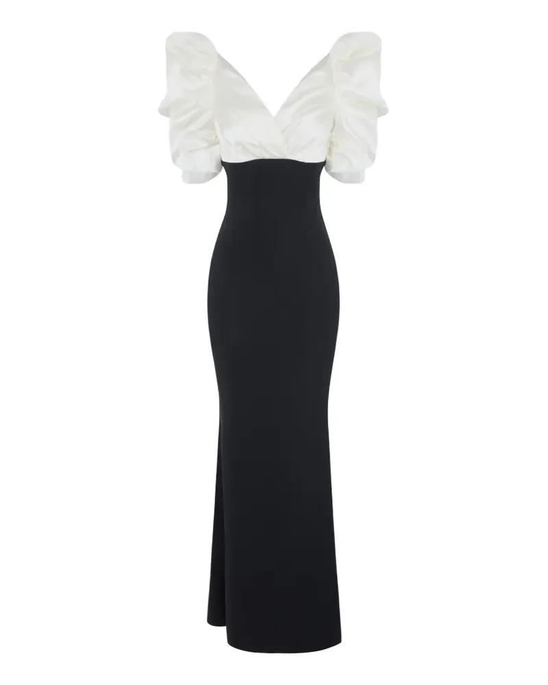 Elisabetta Franchi Red Carpet Kleid aus leichtem Krepp und Gazar - Schwarz Schwarz