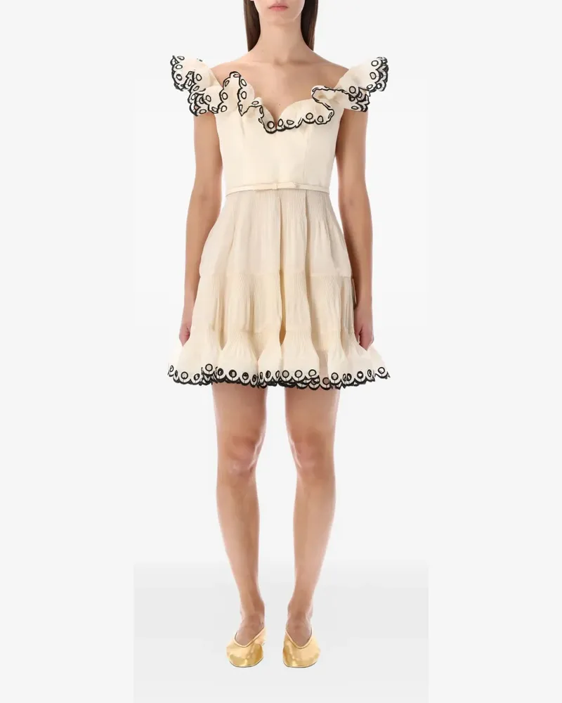 Zimmermann Gerüschtes Minikleid - Nude Nude