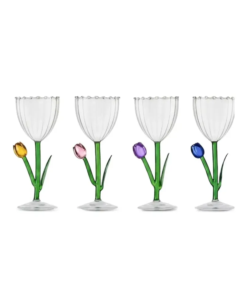 Ichendorf Milano Ausgestelltes Weinglas mit Tulpendetail - Weiß Weiß
