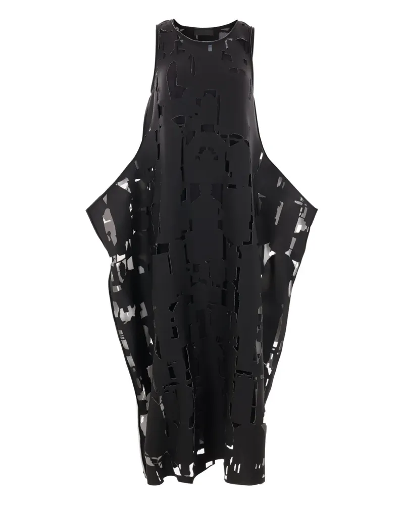 Maria Calderara Midikleid mit Laser-Cuts - Schwarz Schwarz
