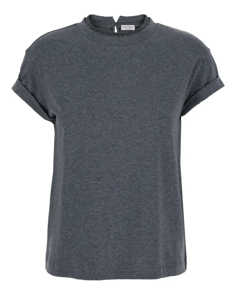 Brunello Cucinelli T-Shirt mit Monili-Detail - Grau Grau