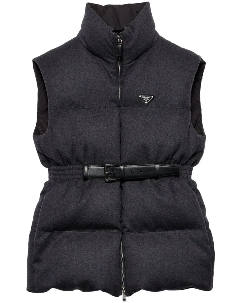 Prada Daunenweste mit Gürtel - Grau Grau