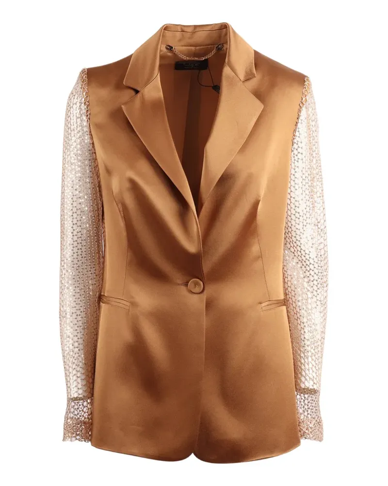 Clips sequin-embellished mesh-sleeve jacket - Braun Braun
