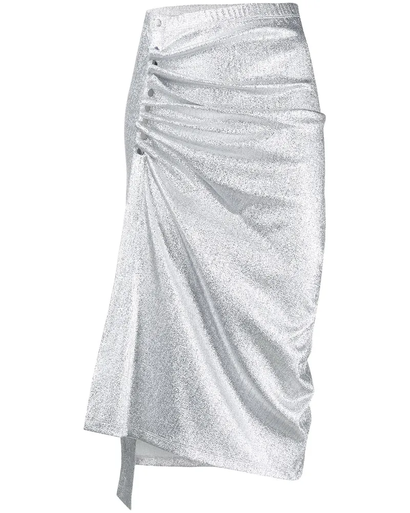 Paco Rabanne Midirock mit Raffungen - Silber Silber