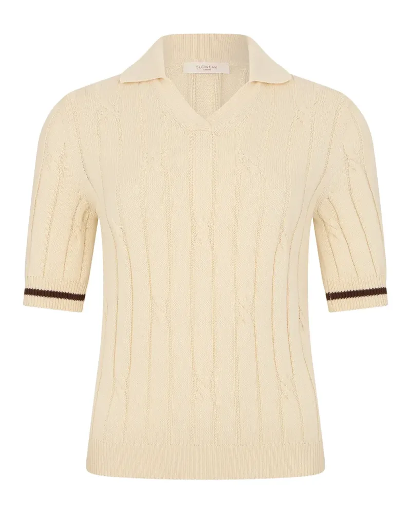 Slowear cable-knit polo shirt - Nude Nude