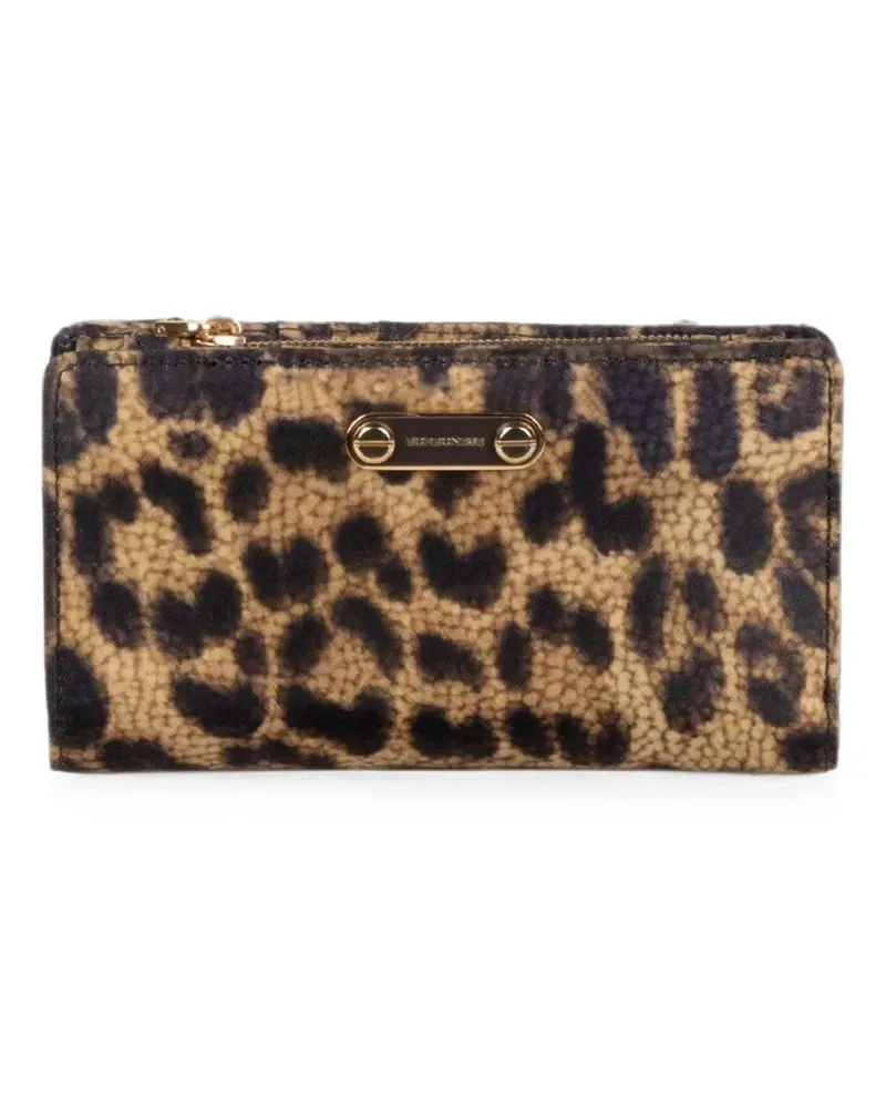 Borbonese leopard-print logo-plaque wallet - Braun Braun