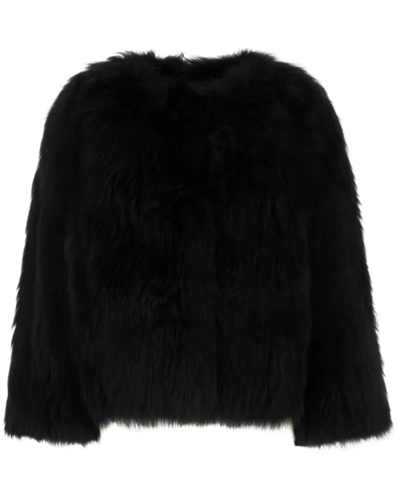 Yves Salomon Jacke mit Federn - Schwarz Schwarz