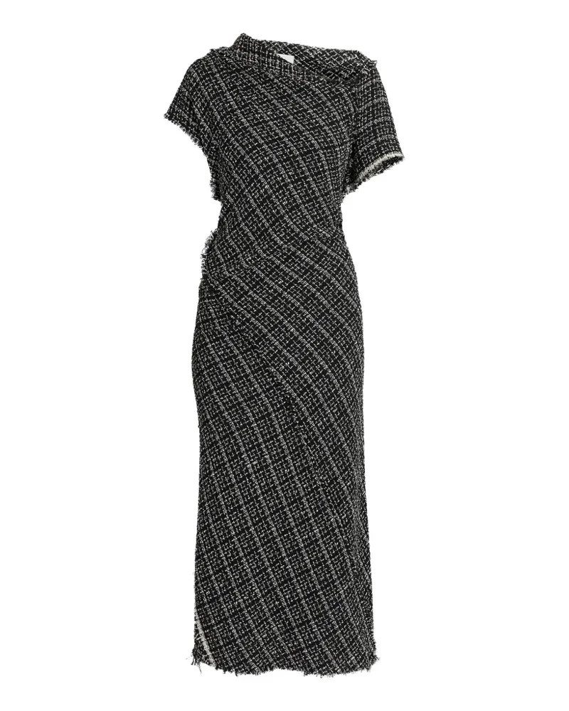 Erdem asymmetric tweed maxi dress - Schwarz Schwarz