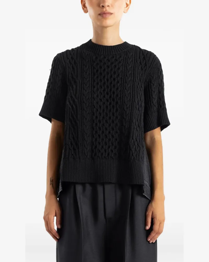 Sacai denim-panel sweater - Schwarz Schwarz