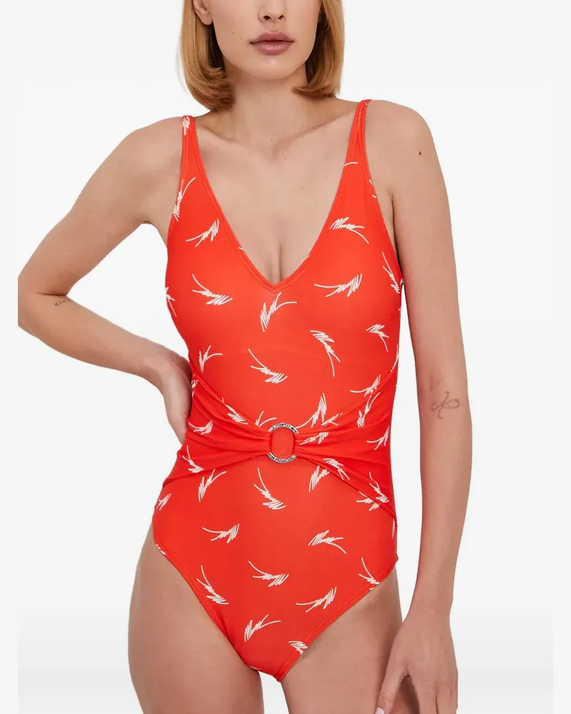Michael Kors Badeanzug mit Logo-Print - Rot Rot