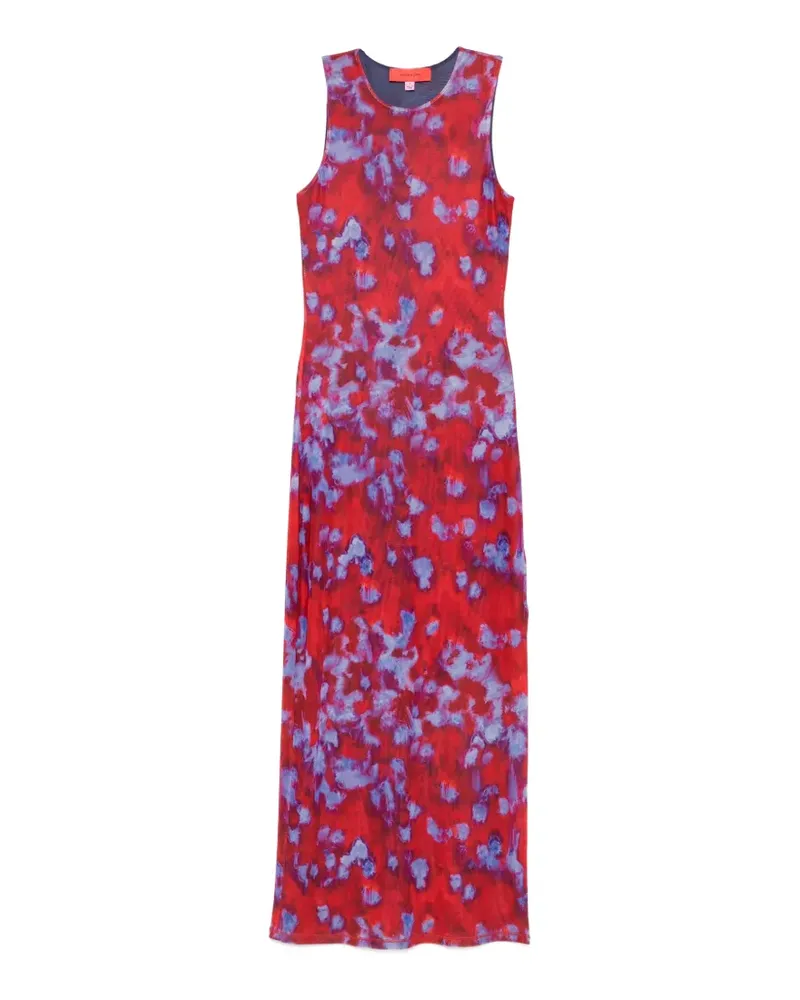 Eckhaus Latta Duet Maxikleid mit abstraktem Print - Rot Rot