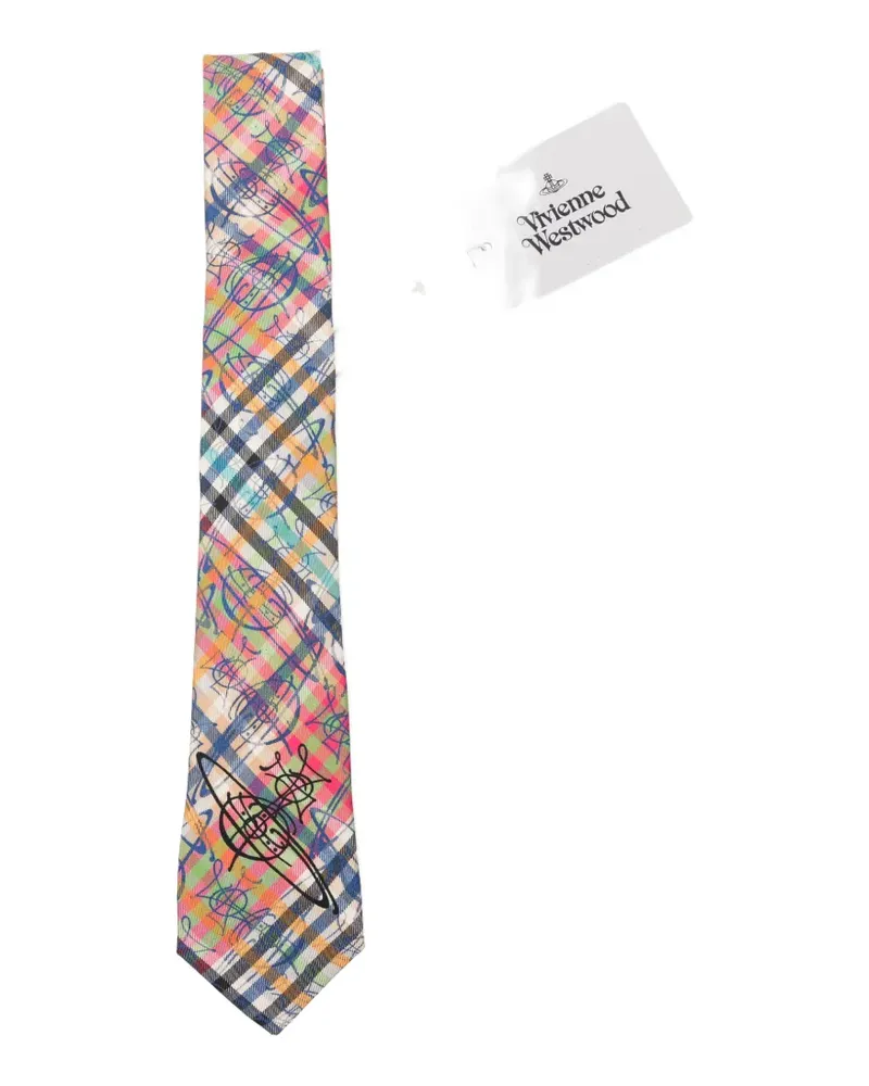Vivienne Westwood Orb-print checked tie - Nude Nude