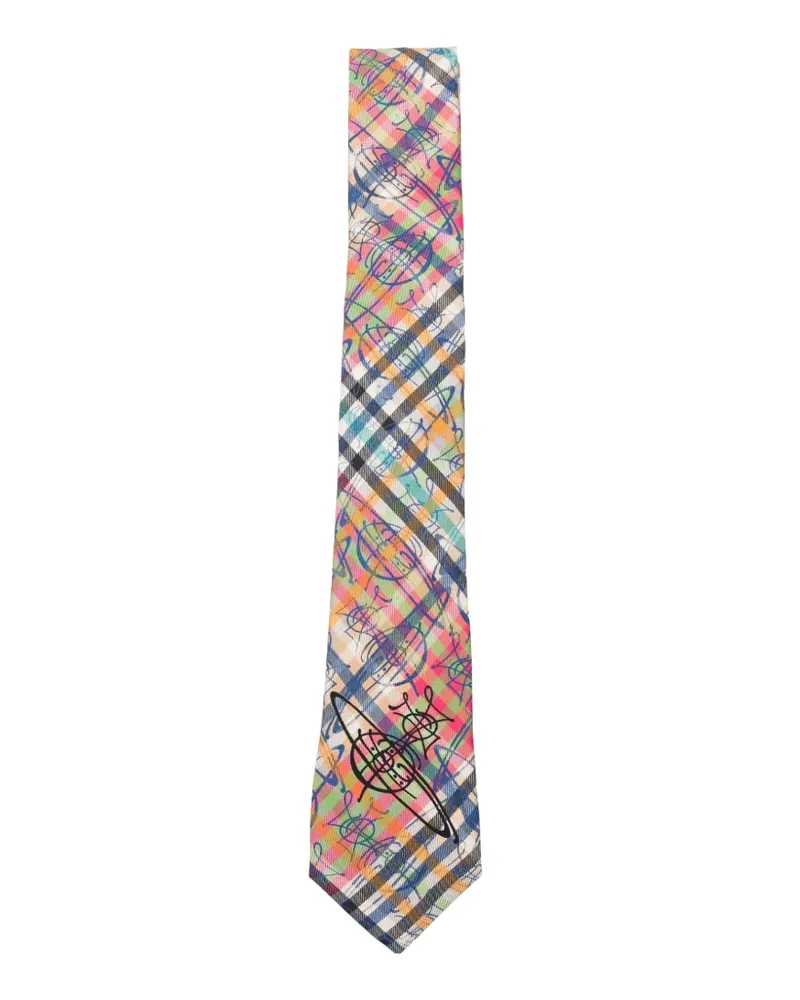 Vivienne Westwood Orb-print checked tie - Nude Nude