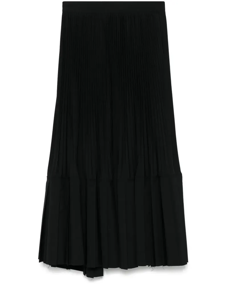 Junya Watanabe Plissierter Midirock - Schwarz Schwarz