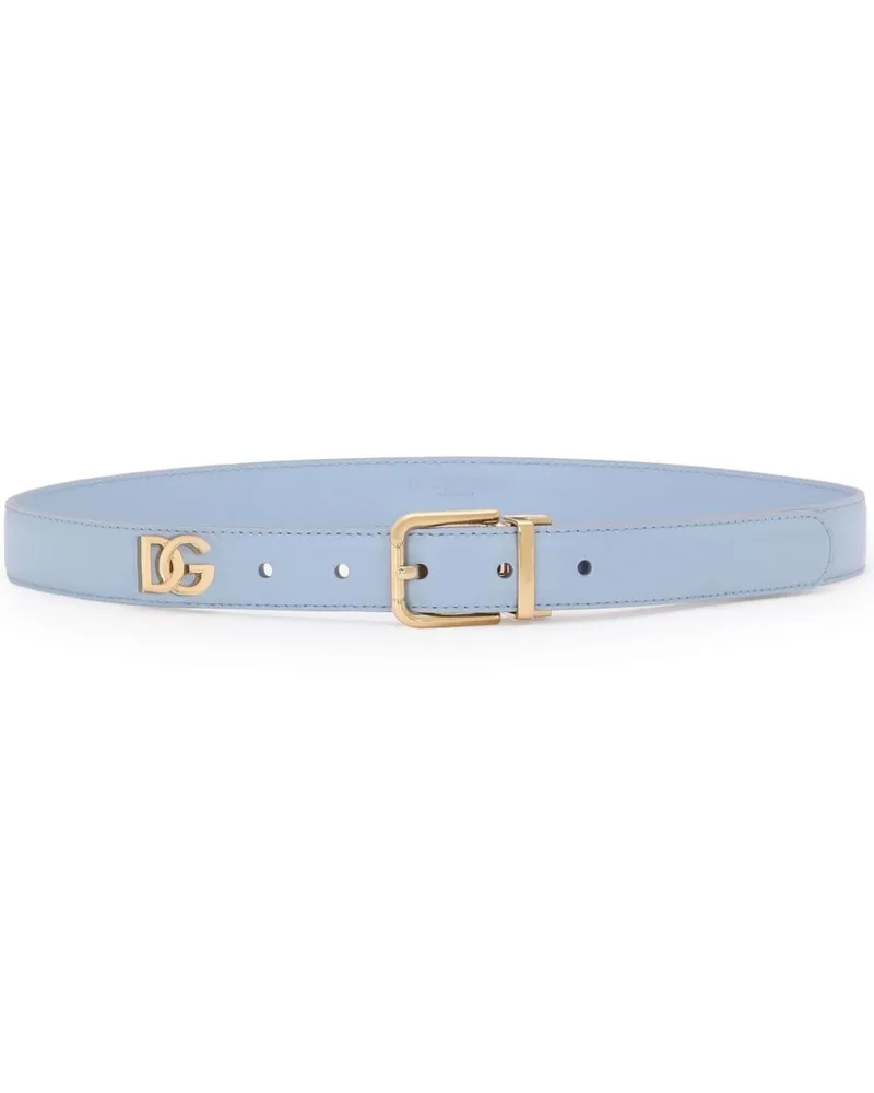 Dolce & Gabbana Gürtel mit Logo-Schild - Blau Blau