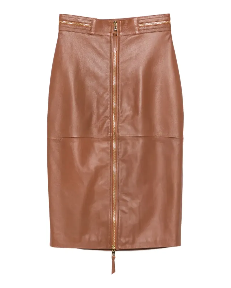 Elisabetta Franchi zip-detail midi pencil skirt - Braun Braun