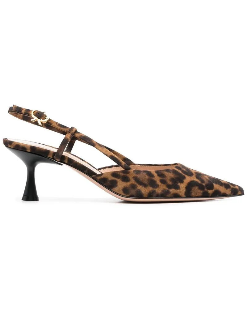 Gianvito Rossi Slingback-Pumps mit Leoparden-Print - Braun Braun