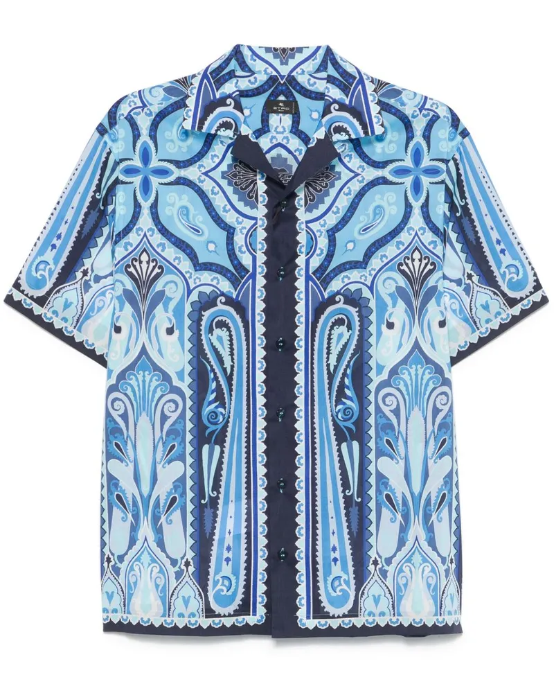 Etro Bowlinghemd mit Paisley-Print - Blau Blau