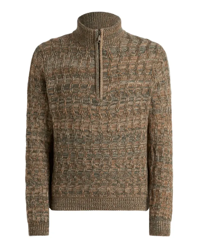 Etro Kaschmirpullover mit Zopfmuster und Reißverschluss - Grün Grün