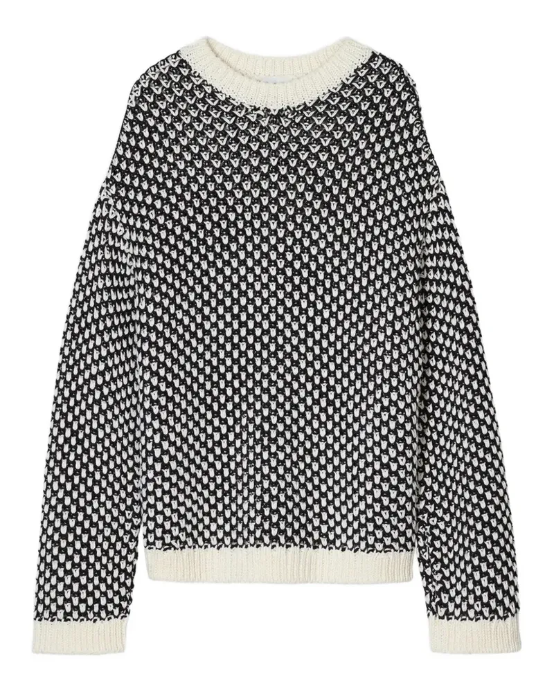 Closed crew-neck patterned sweater - Weiß Weiß