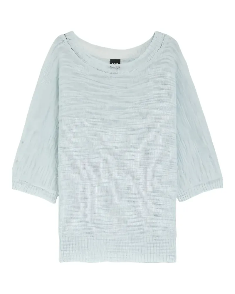 HUGO BOSS fine-knit three-quarter-sleeve sweater - Blau Blau
