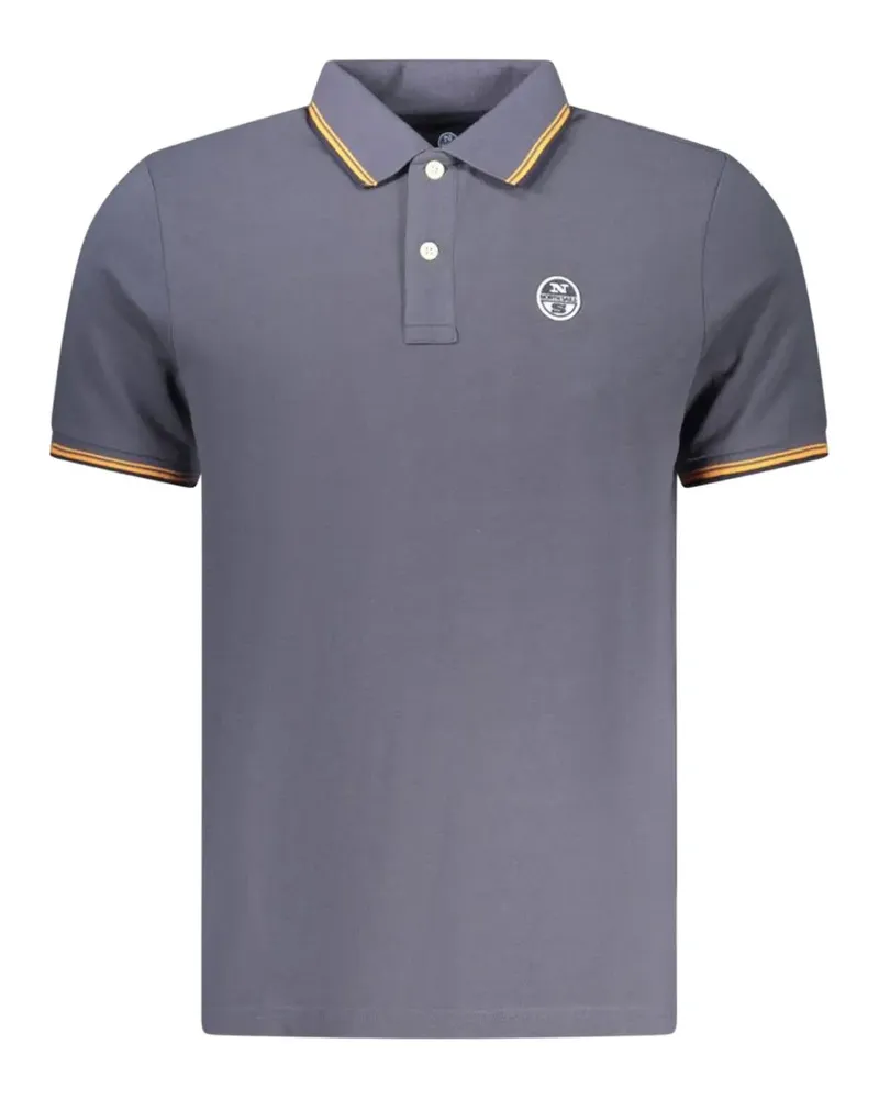 North Sails logo-patch tipped polo shirt - Blau Blau