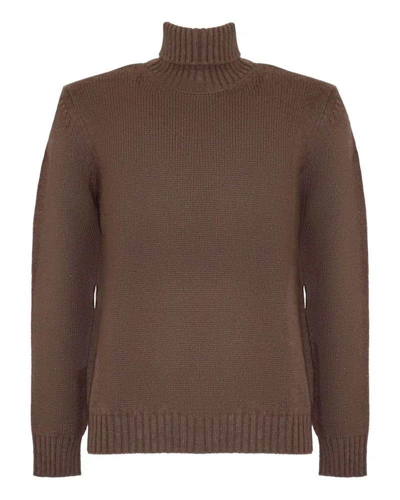 Eleventy Rollkragenpullover mit geripptem Saum - Braun Braun