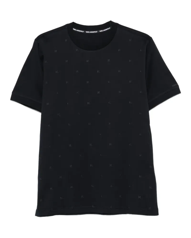 Karl Lagerfeld T-Shirt mit Monogramm-Stickerei - Blau Blau