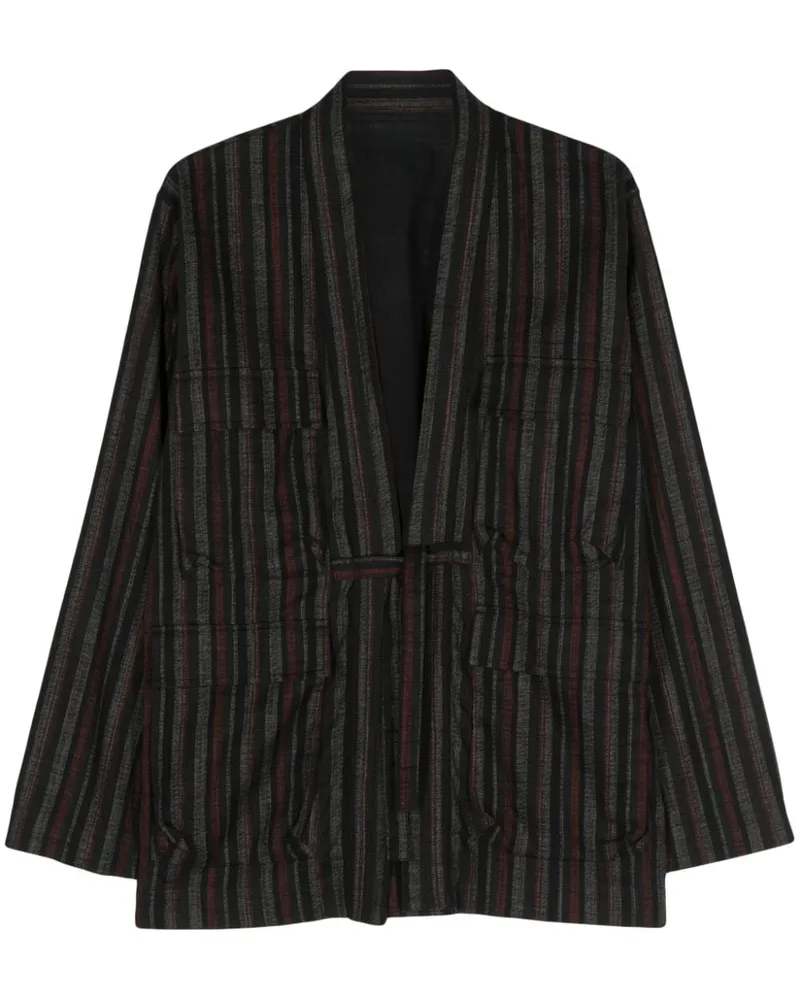maharishi Gestreifte Wagara Jacke - Schwarz Schwarz