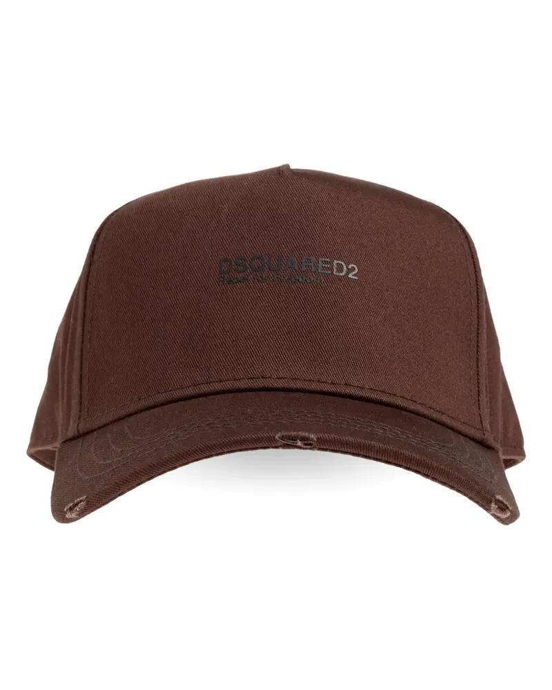Dsquared2 distressed logo-print baseball cap - Braun Braun