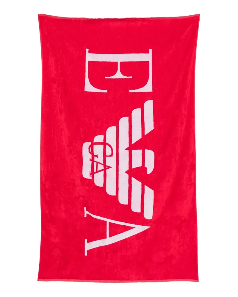 Emporio Armani Strandtuch mit Intarsien-Logo - Rot Rot