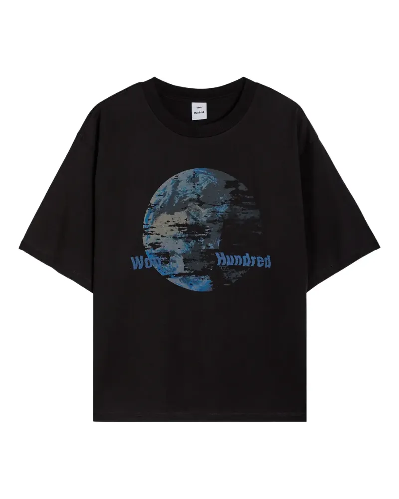 Won Hundred Hundred Houston Globe printed Cotton T-shirt - Schwarz Schwarz