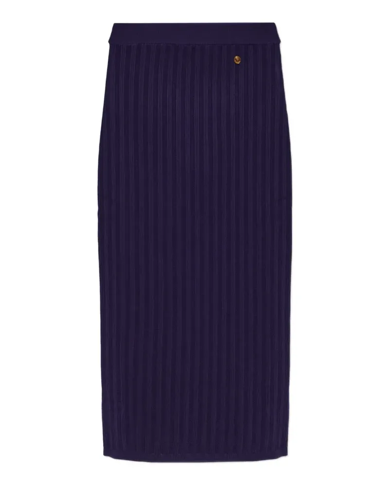 Versace ribbed-knit Medusa-plaque midi skirt - Violett Violett