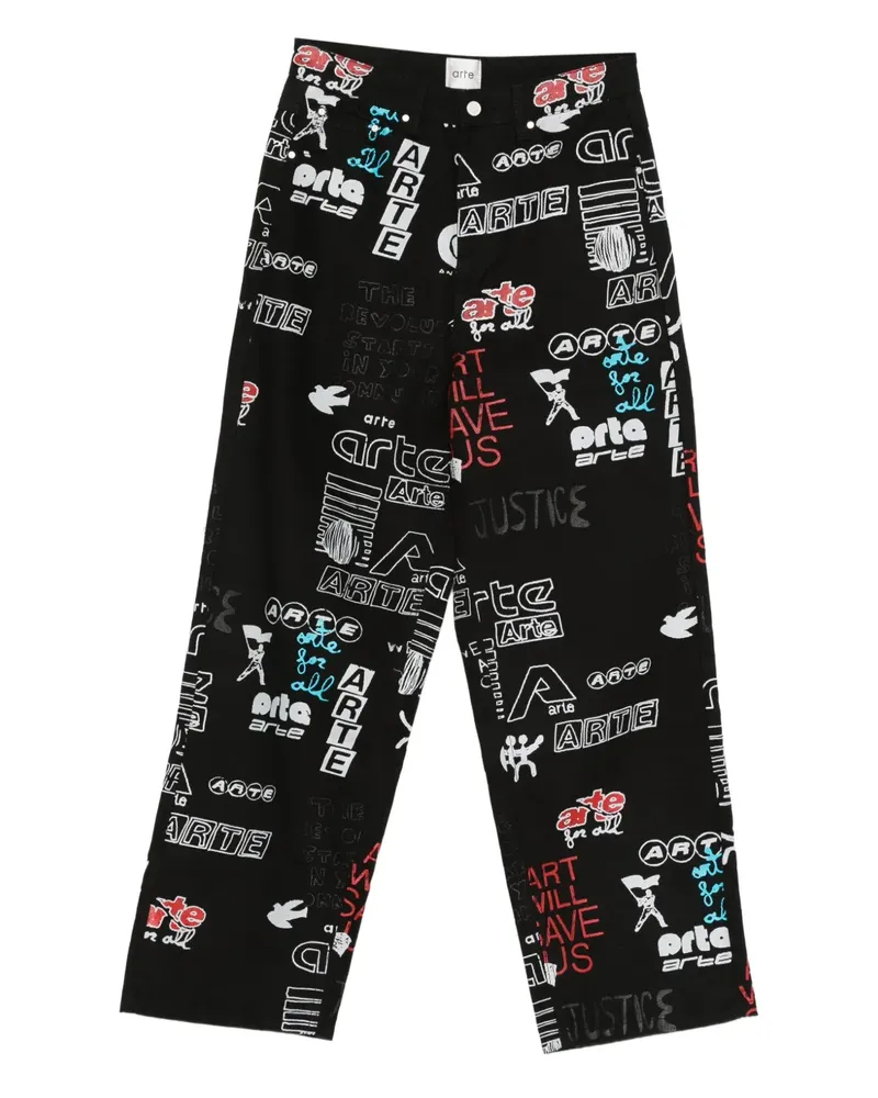 Arte Antwerp Jeans mit grafischem Print - Schwarz Schwarz