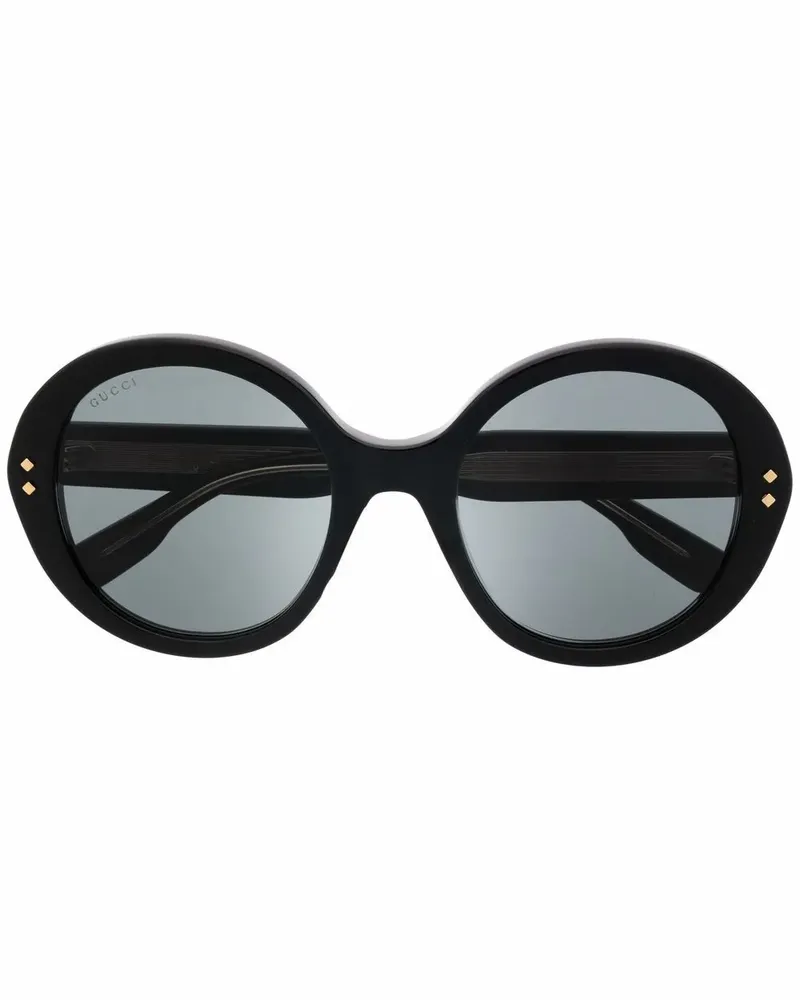 Gucci Sonnenbrille mit rundem Gestell - Schwarz Schwarz