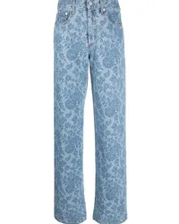 Alessandra Rich Weite Jeans mit Print Blau