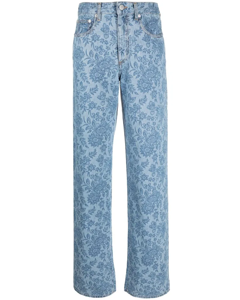 Alessandra Rich Weite Jeans mit Print Blau