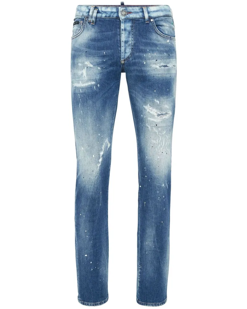 Philipp Plein Jeans mit Smiley-Patch - Blau Blau